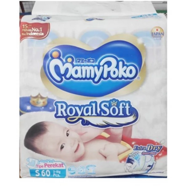 Mamypoko open royal soft S60 (@ contents 60 pcs) per carton of 4 bags (4219961)