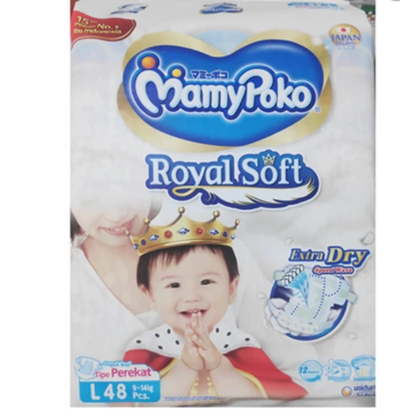 Mamypoko open royal soft L48 (@ contents 48 pcs) per carton of 4 bags (4220749)