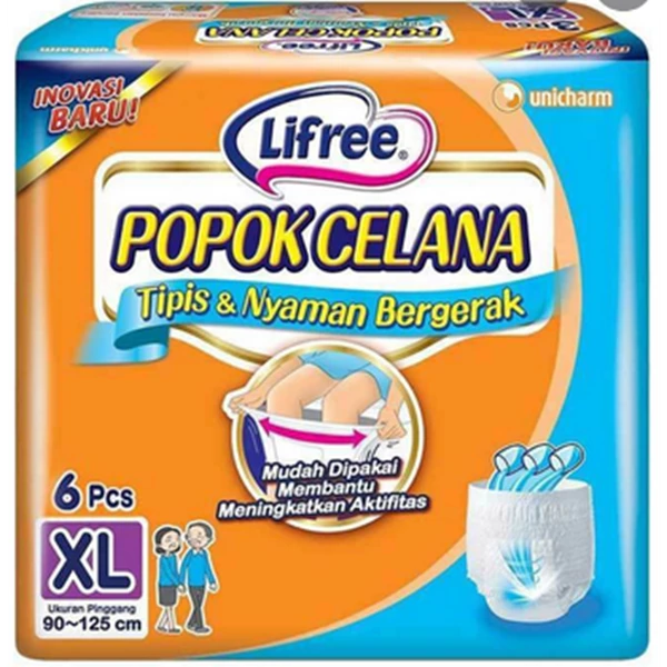 Lifree diaper thin pants XL6D (@ contents 6 pcs) per carton contains 6 bags (4252810)