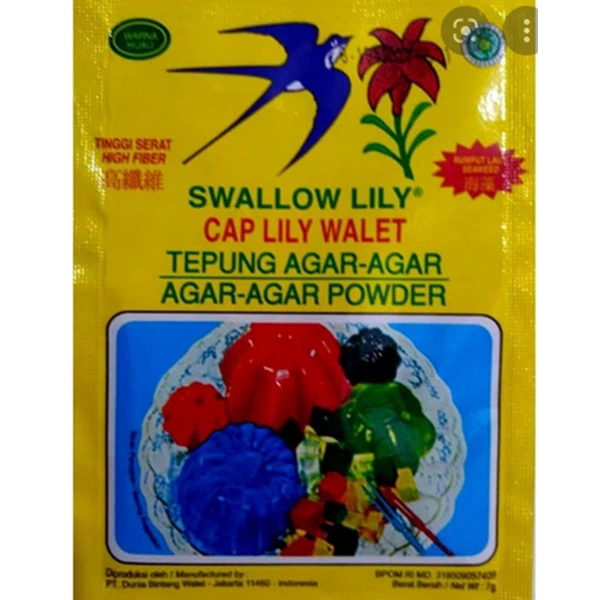 Agar agar swallow lily hijau 7gr (per box isi 12 pcs) per karton isi 24 box (3100503)