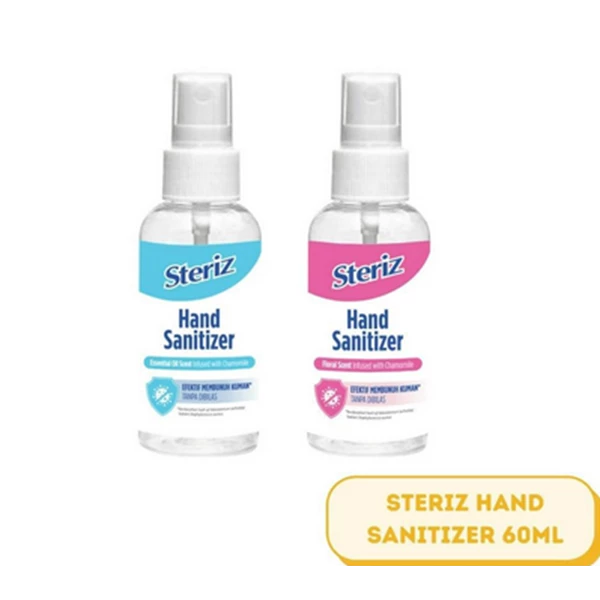 Steriz hand sanitizer antiseptic essential oil scent 60ml per dus isi 24 pcs (8992771300125)