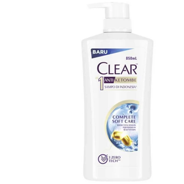 Clear shampoo complete soft care 850 ml per box of 8 pcs (8999999579852)