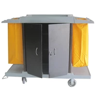 trolley Guest Room Service Cart Black Plastic with Cover HDPE Size 154x54x128.5cm per set
