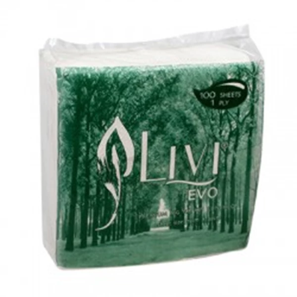 Livi evo premium napkin mg white luncheon full embossed 100s potong 2 x 60 pack/karton kode (LV005)