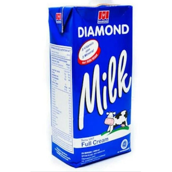Diamond uht milk full cream 1 liter x 12 pcs/ctn (10000107)