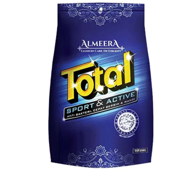 Total almeera detergent powder sport & active 250 gr x 24 pcs/carton